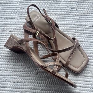 Donald J Pliner Cesilia Strappy Sandal Croc Heel Slingback Brown Sz 7.5